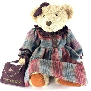 Russ Berrie Vintage Collection Lady Eleri Teddy Bear 13” w/ Purse & COA Handmade
